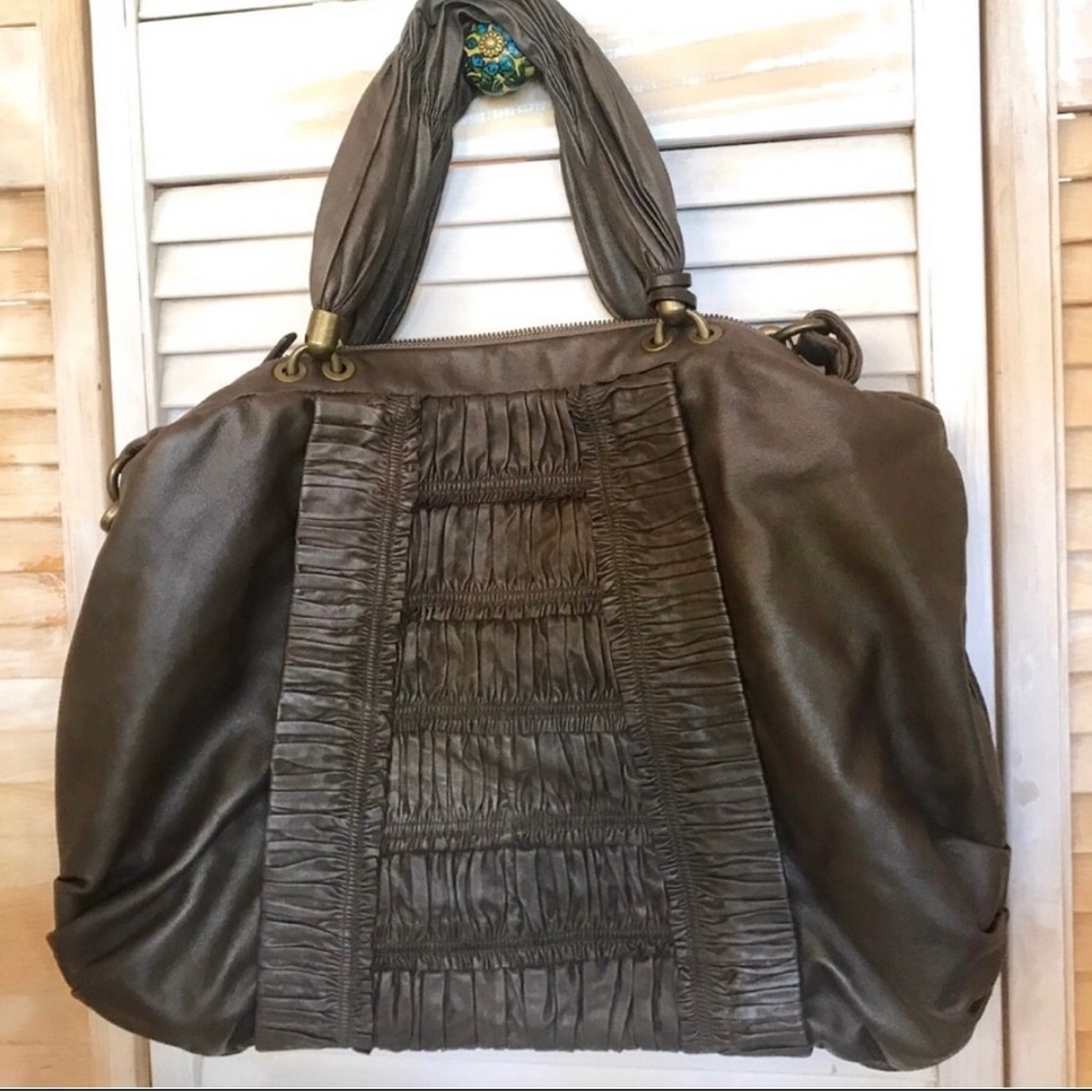 Elie Taharie ruched handbag all leather firm